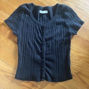 Aeropostale Black Button-Up Crop Top
